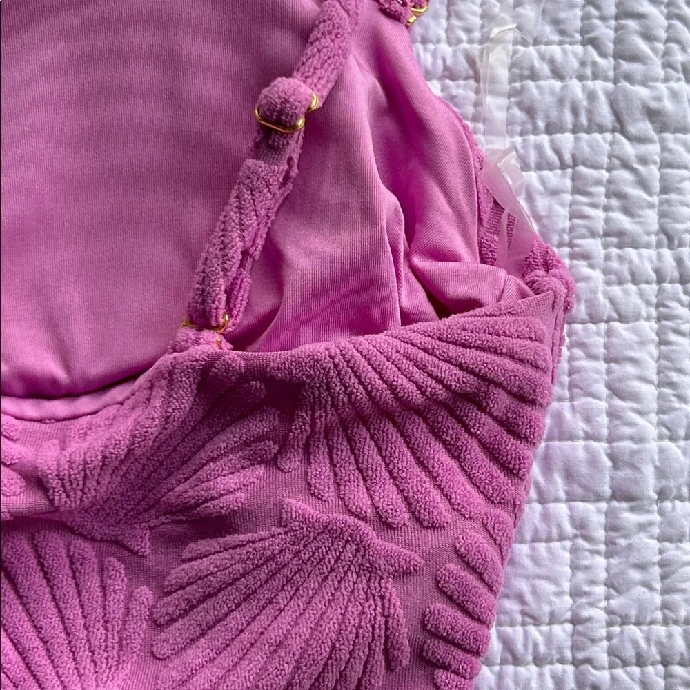 NWT BEACH RIOT athena purple shell terry one piece swimsuit size large - Picture 8 of 9